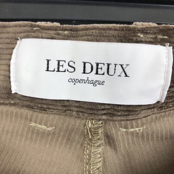 Les Deux Mens Parker Corduroy Pants 34 x 30 Brown Straight Mid Rise Pleated NWOT - Picture 6 of 8